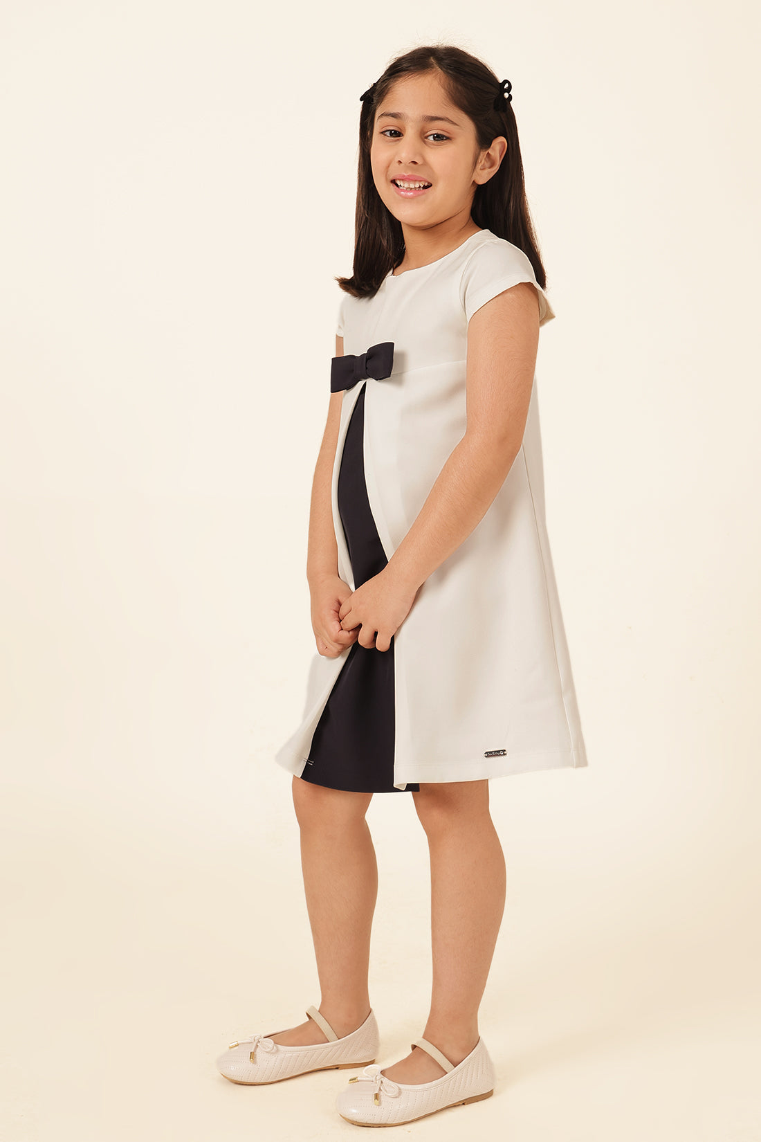 Girls Off White Banana Crepe Dress
