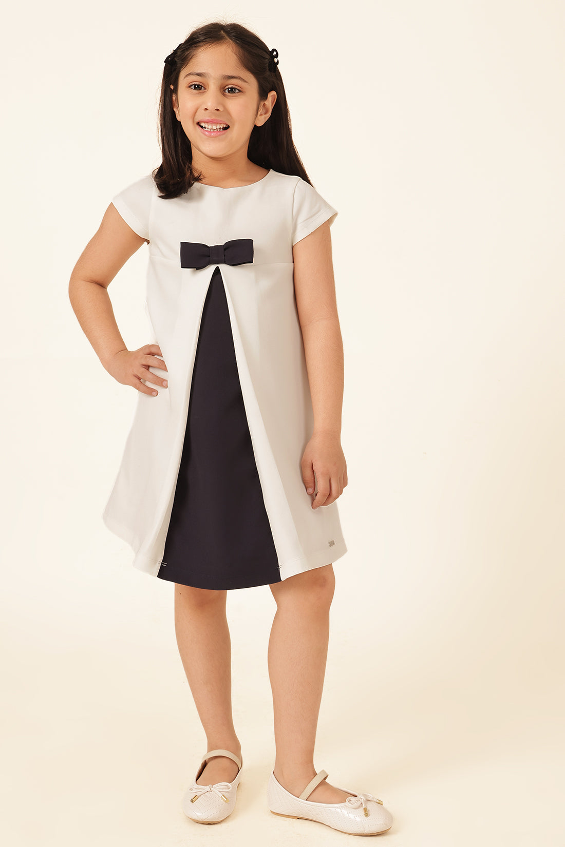 Girls Off White Banana Crepe Dress