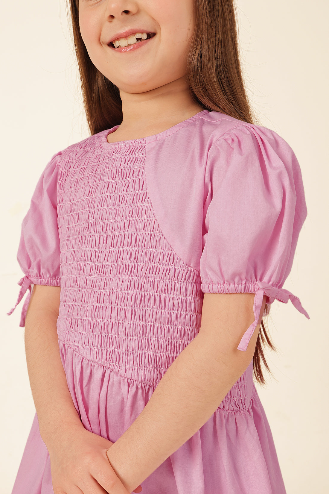 Girls Pink Cotton Twill Dress