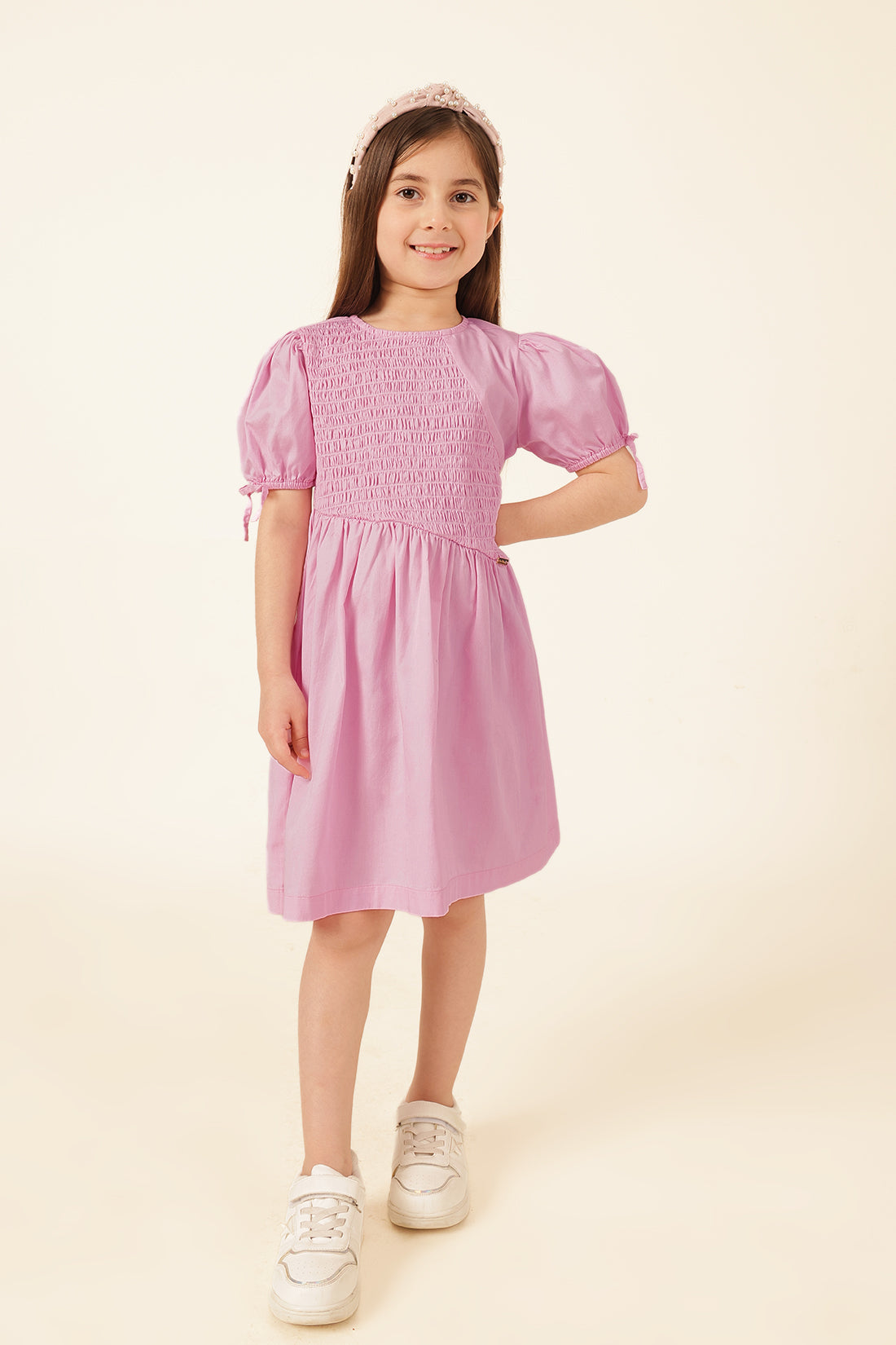 Girls Pink Cotton Twill Dress