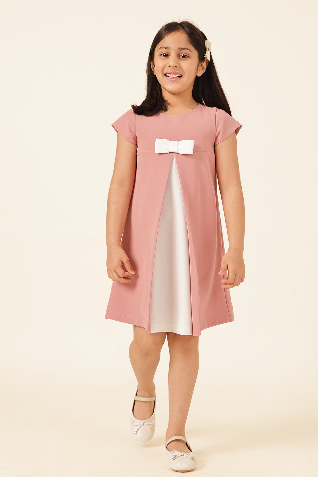 Girls Nude Banana Crepe Dress