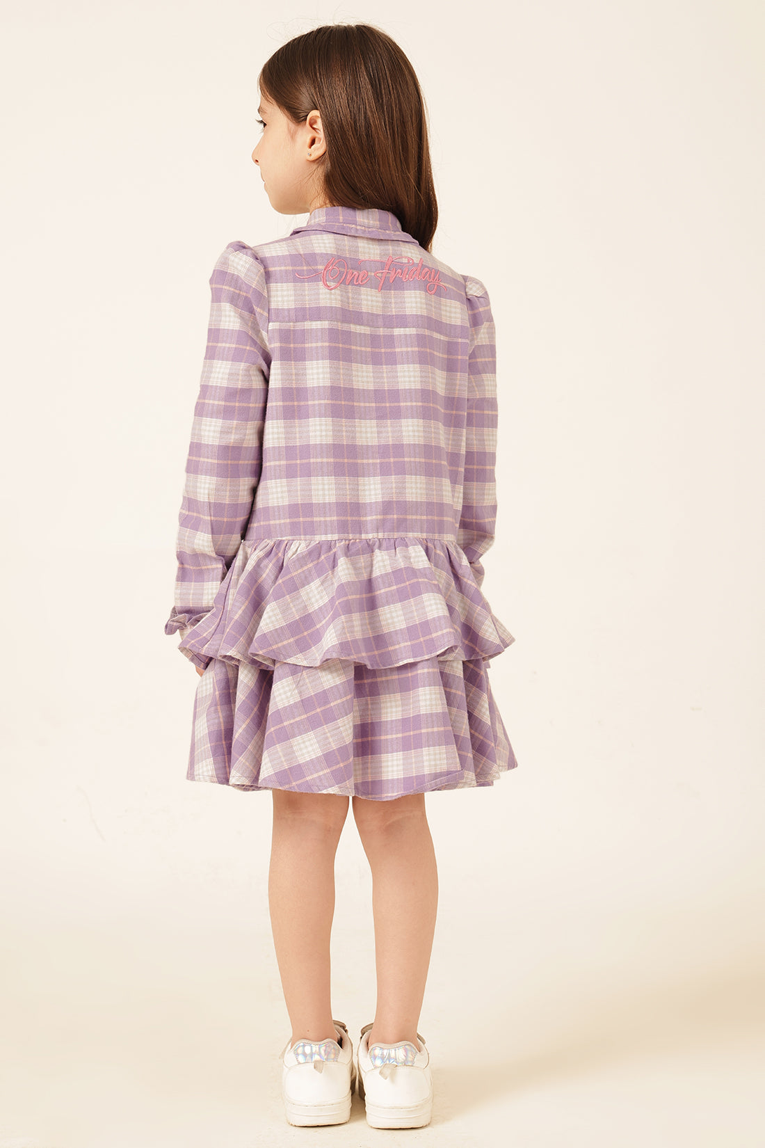 Girls Multi Checked Yarn Dyed Dress