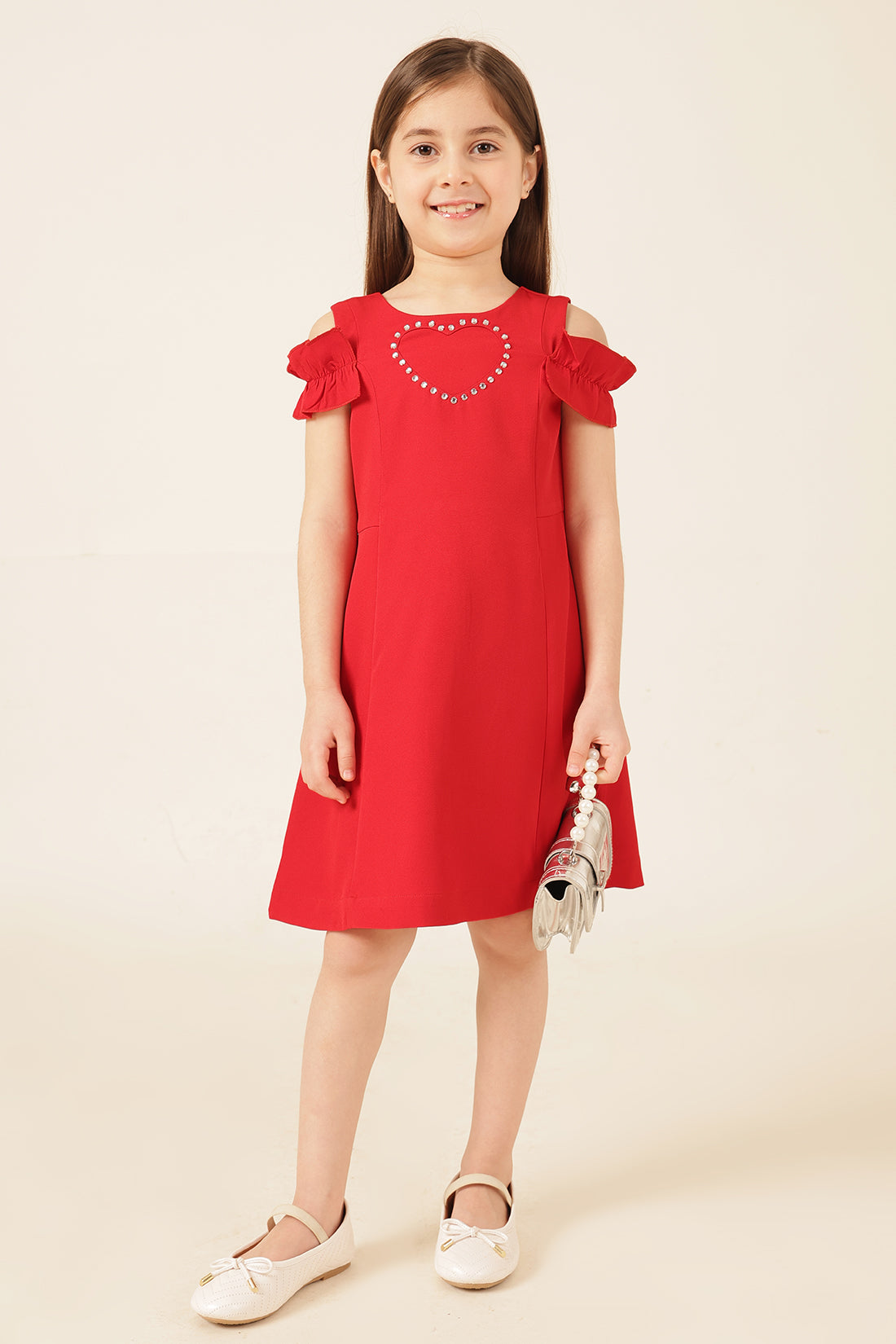 Girls Red Banana Crepe Dress