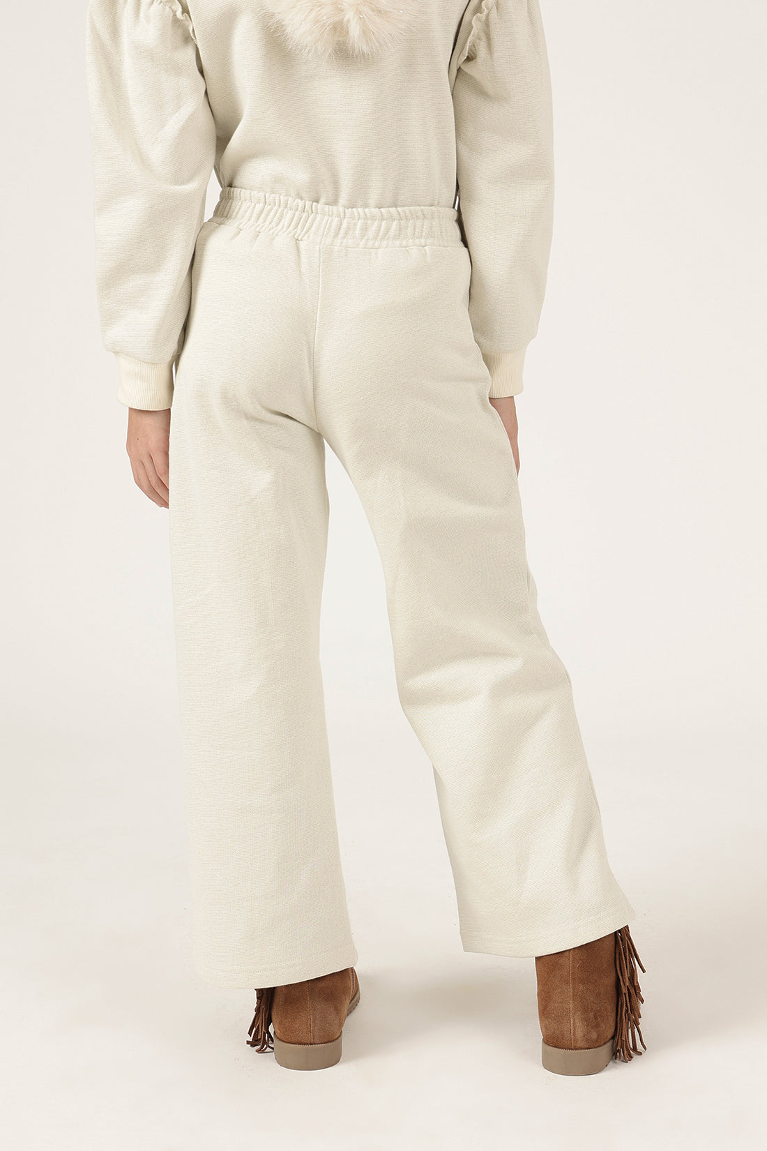 Girls Off White Knit Track Pant