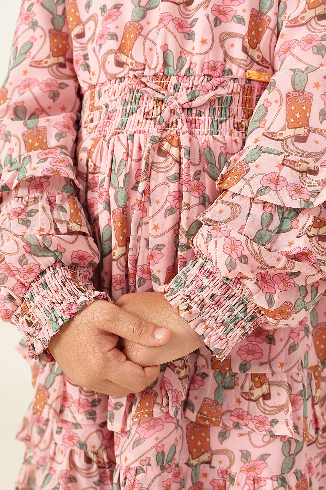 Girls Abstract Print Polyester Full Dress