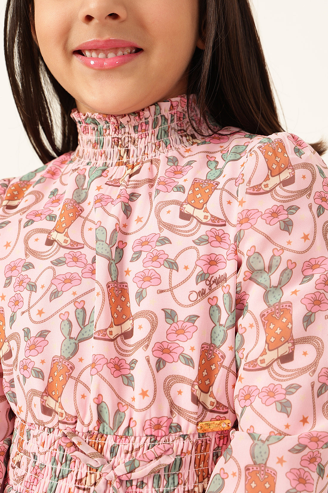 Girls Abstract Print Polyester Full Dress