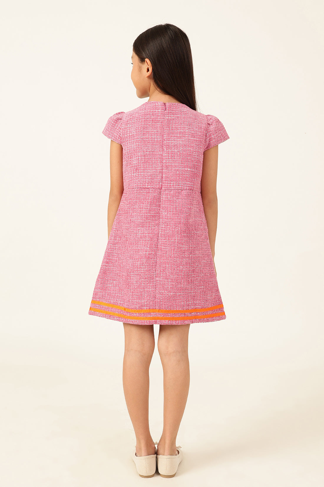 One Friday Girls’ Pink A-Line Dress – Cap Sleeves & Elegant Flare