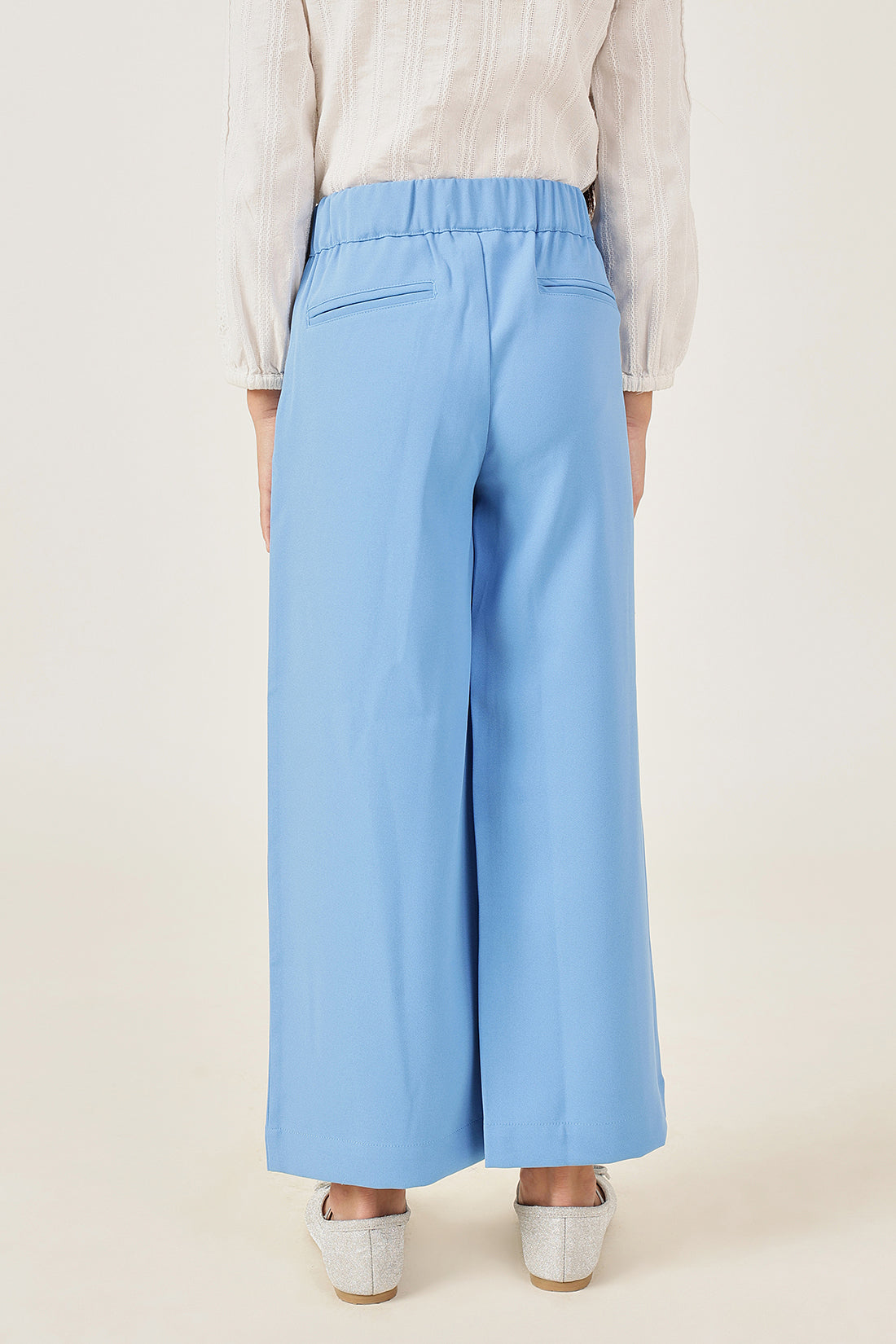 Girls Blue Trouser with Buttoned Waist