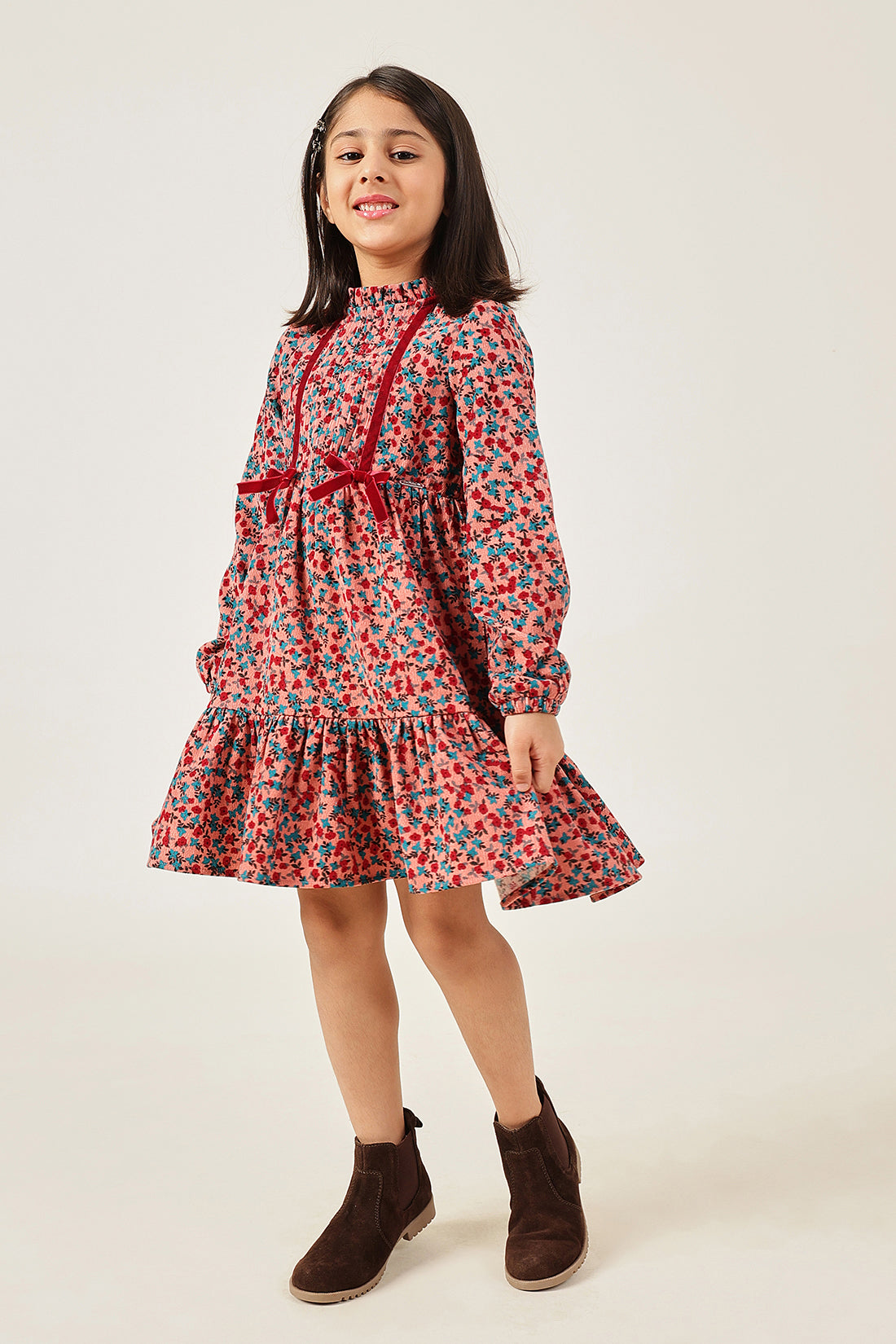 Girls Multicolour Floral Print Dress