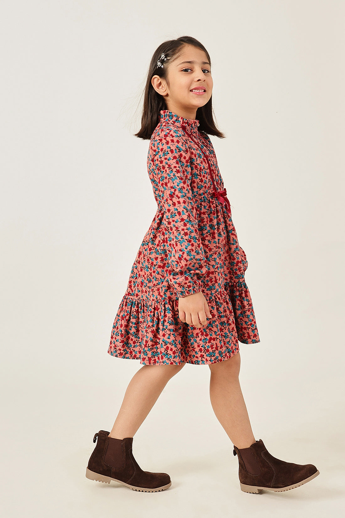 Girls Multicolour Floral Print Dress