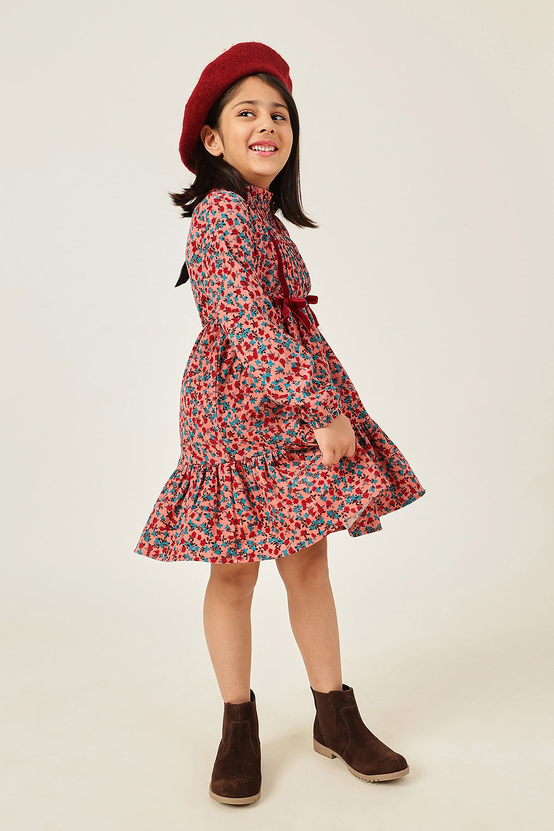 Girls Multicolour Floral Print Dress