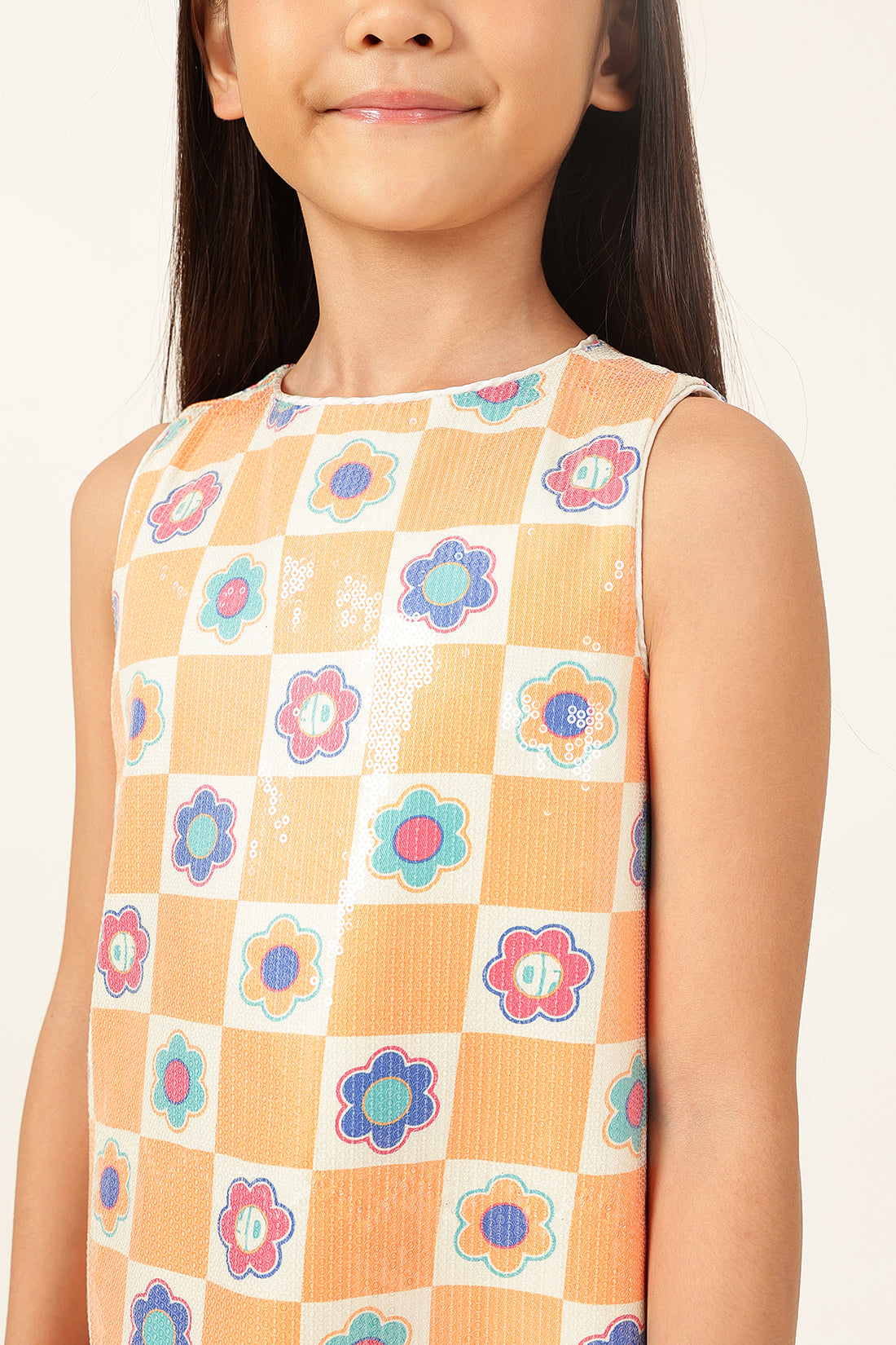 One Friday Girls’ Multicolor Sleeveless A-Line Dress – Breezy & Stylish Fit