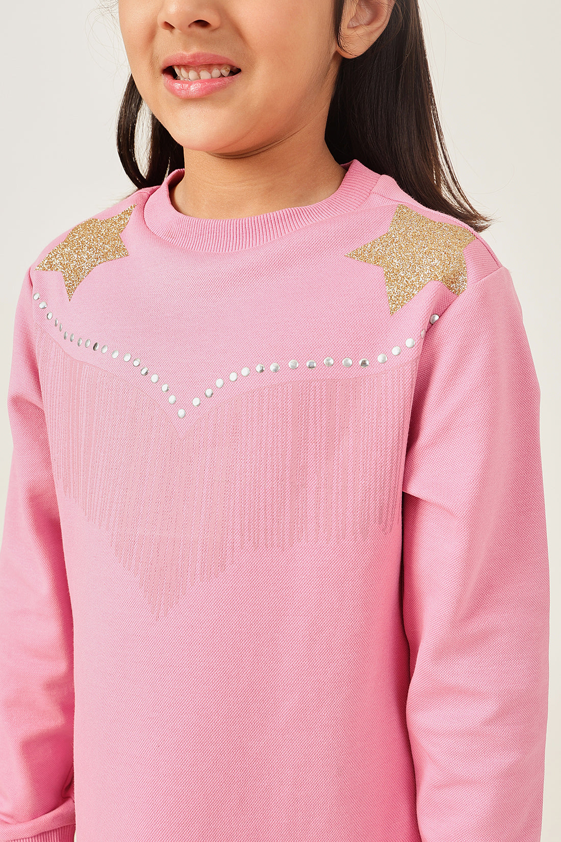 Girls Pink Cotton Blend Full Sleeve Woven Dress