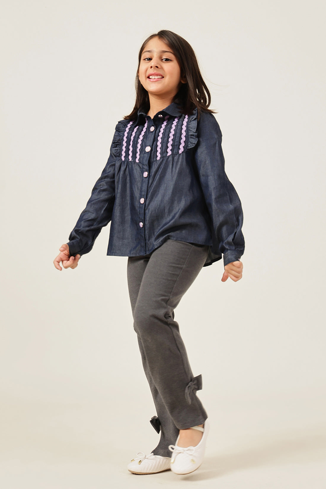 One Friday Girls Grey Bell-Shaped Fit Jeggings - Stretch & Stylish