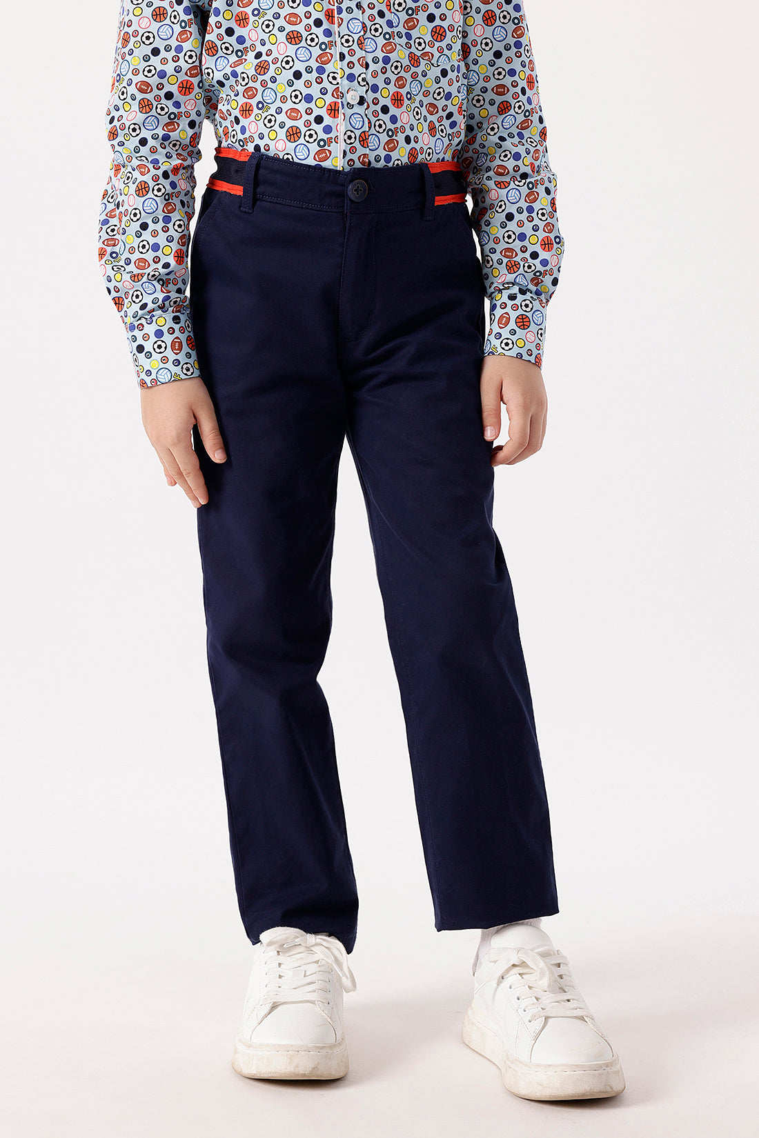 Boys Navy Blue Trouser – Smart Cotton Spandex Woven | One Friday