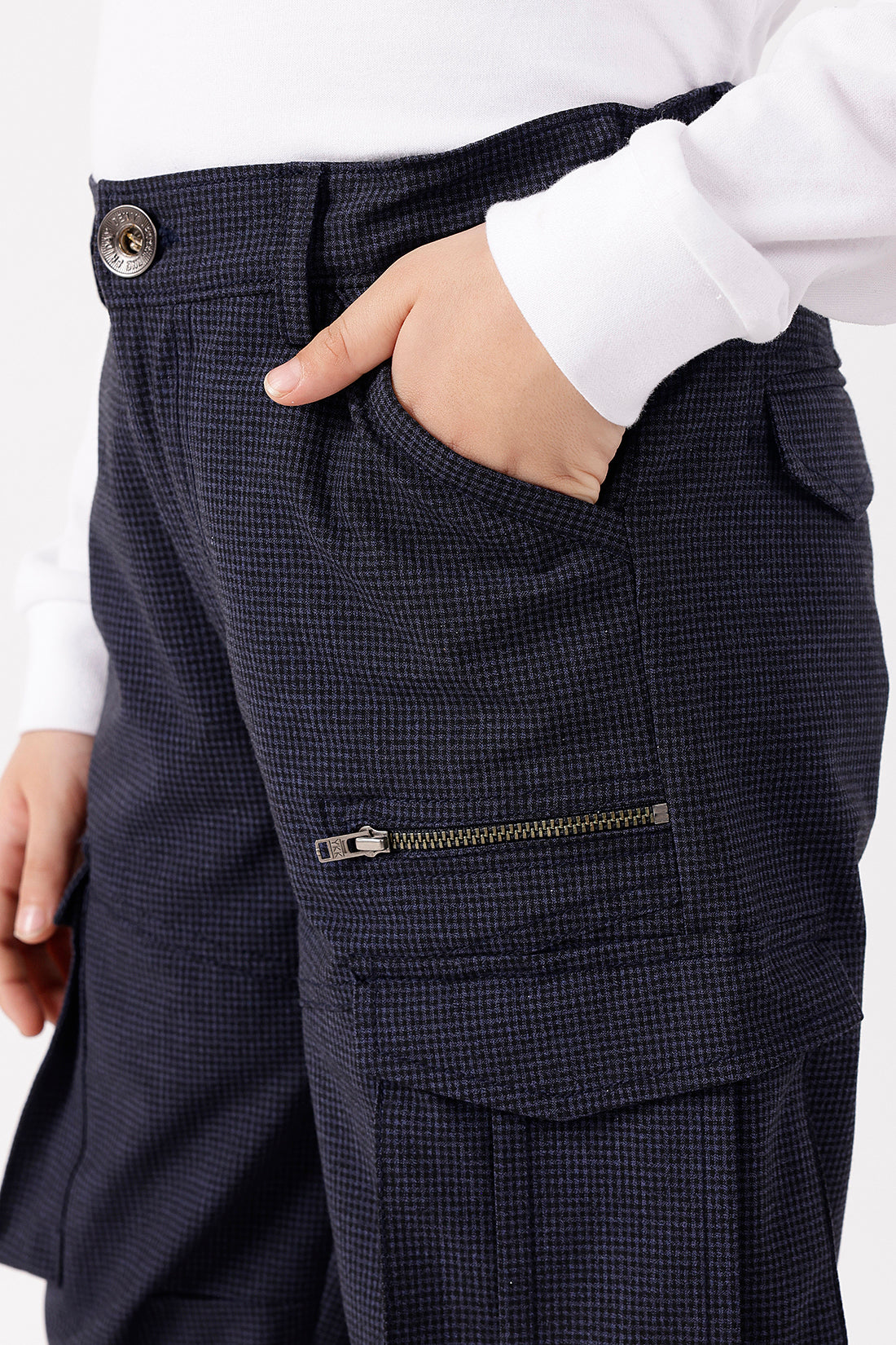 Boys Blue Checked Trousers