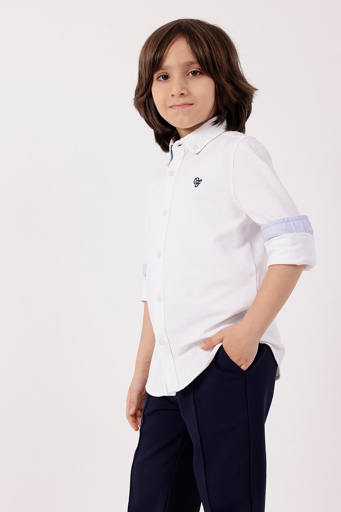One Friday Boys’ White Solid Knit Shirt