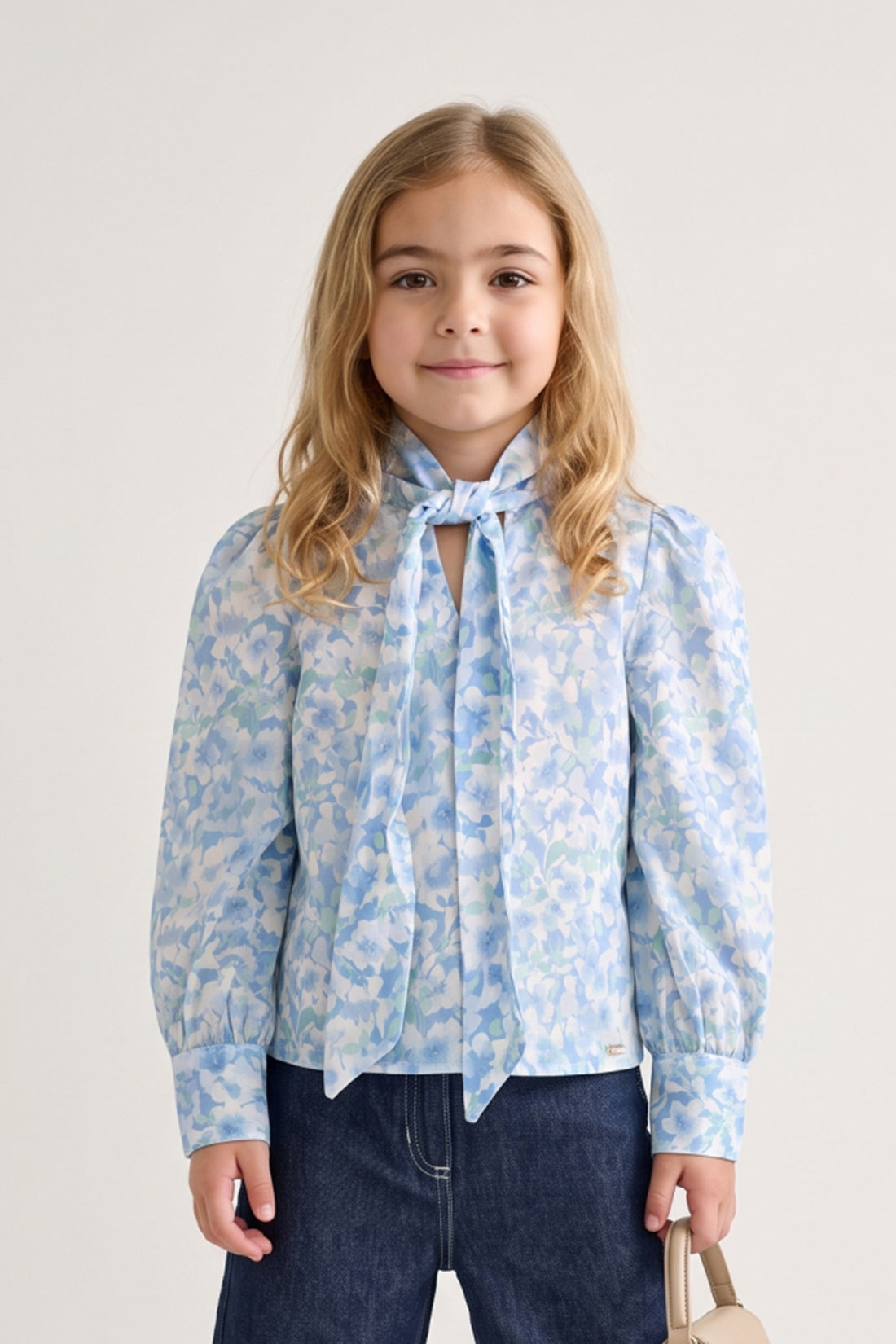 Girls Multicolour Printed Chiffon Full Sleeve Top