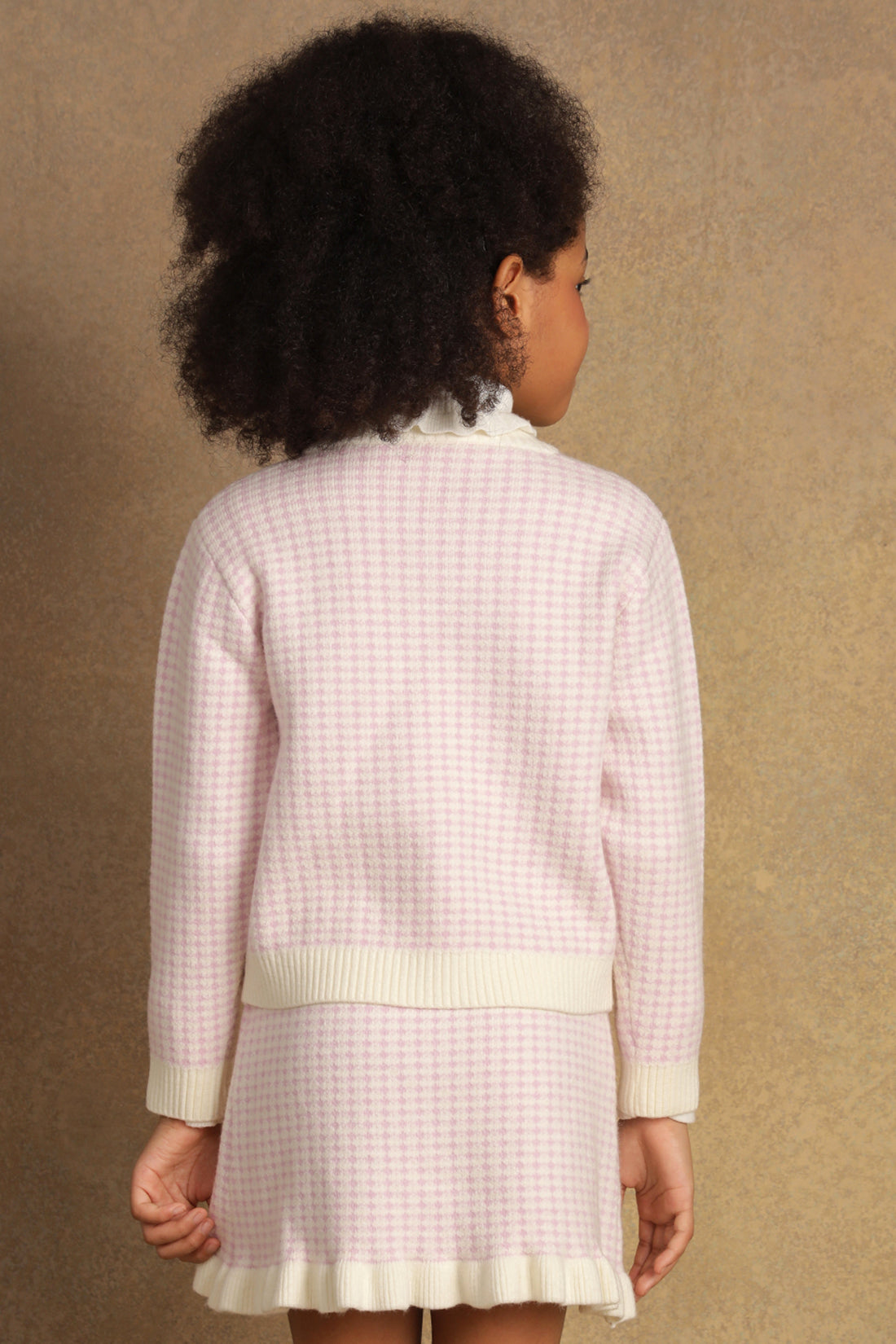 Girls Pink Checks Sweater