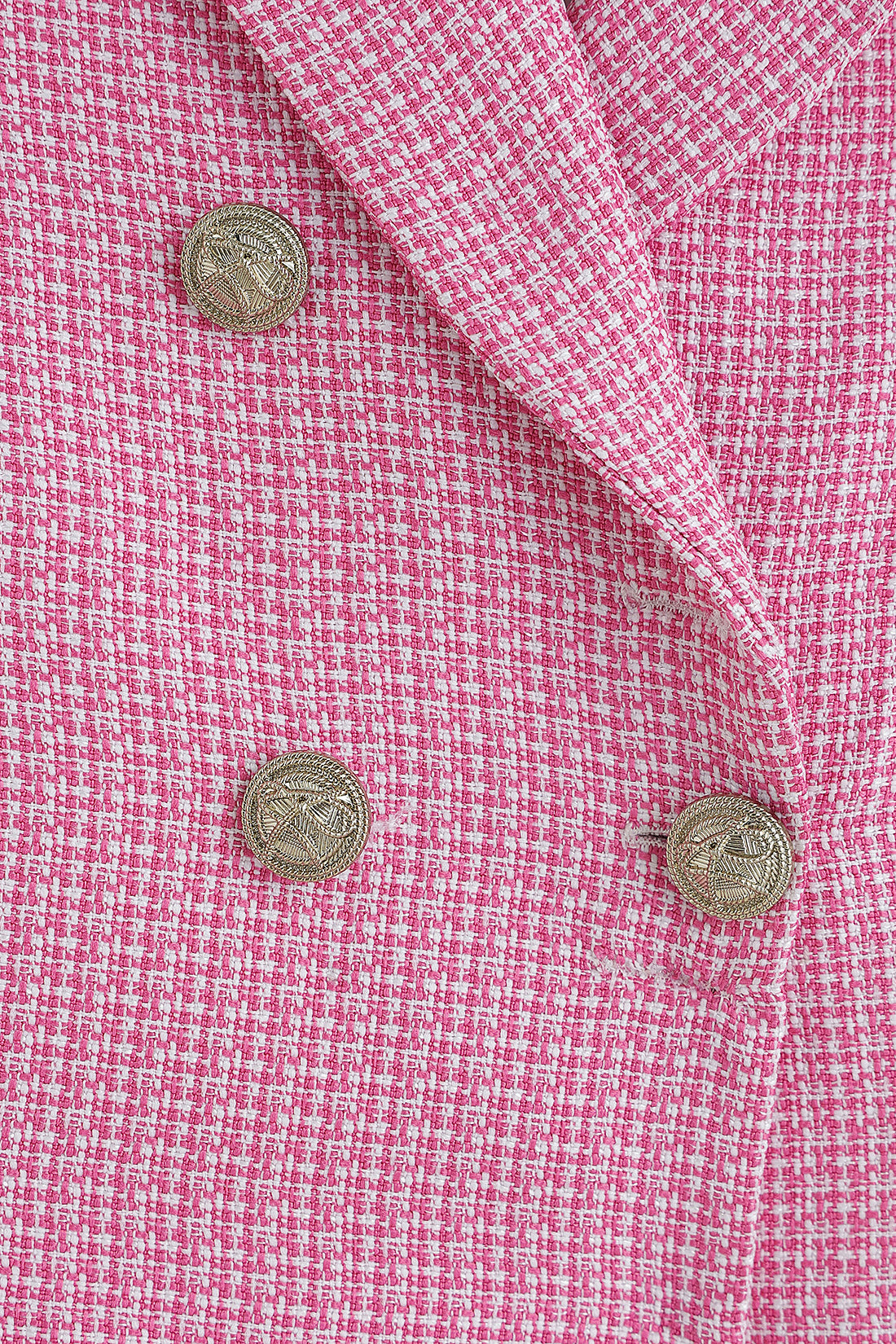 Girls Pink Cropped Fit Half Sleeve Yarn Dyed Jacket by One Friday