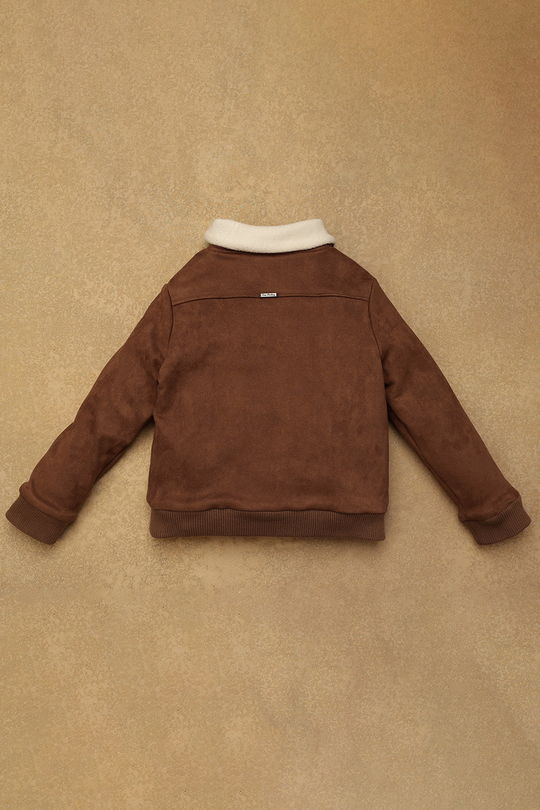 Kids Boys Brown Solid Jacket