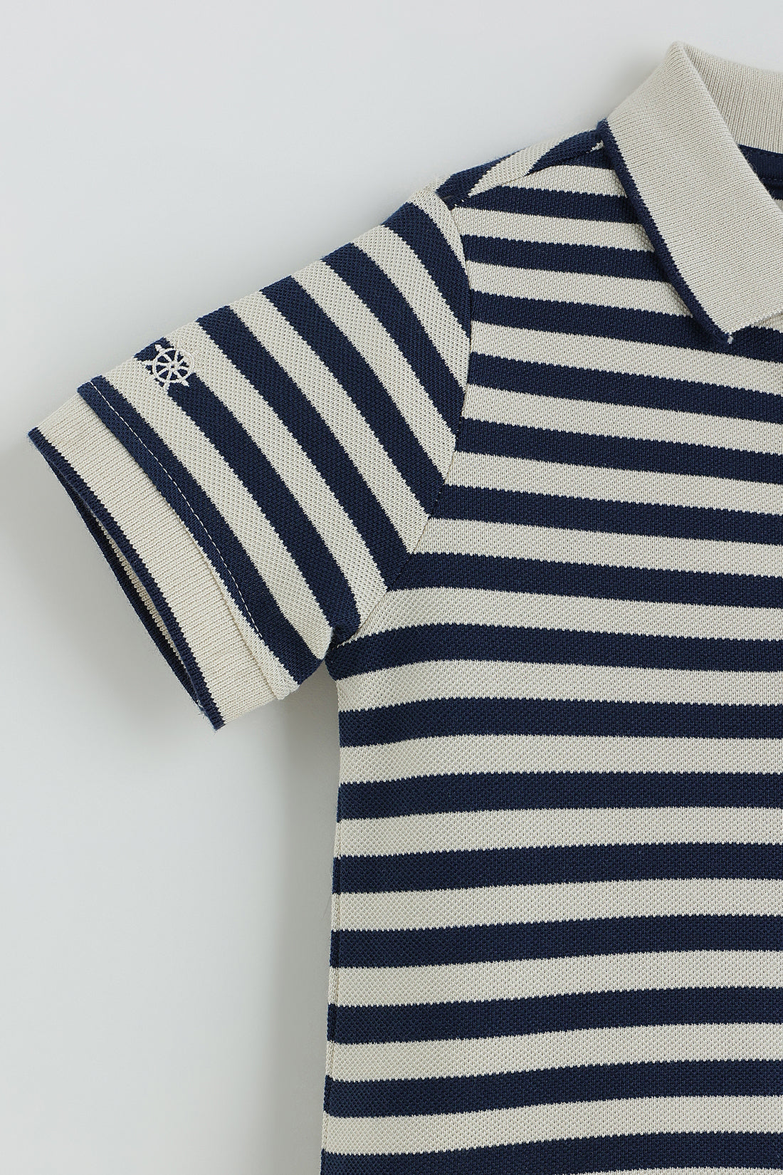 Kids Boys Blue Regular Short Sleeve Yarn Dyed T-Shirt