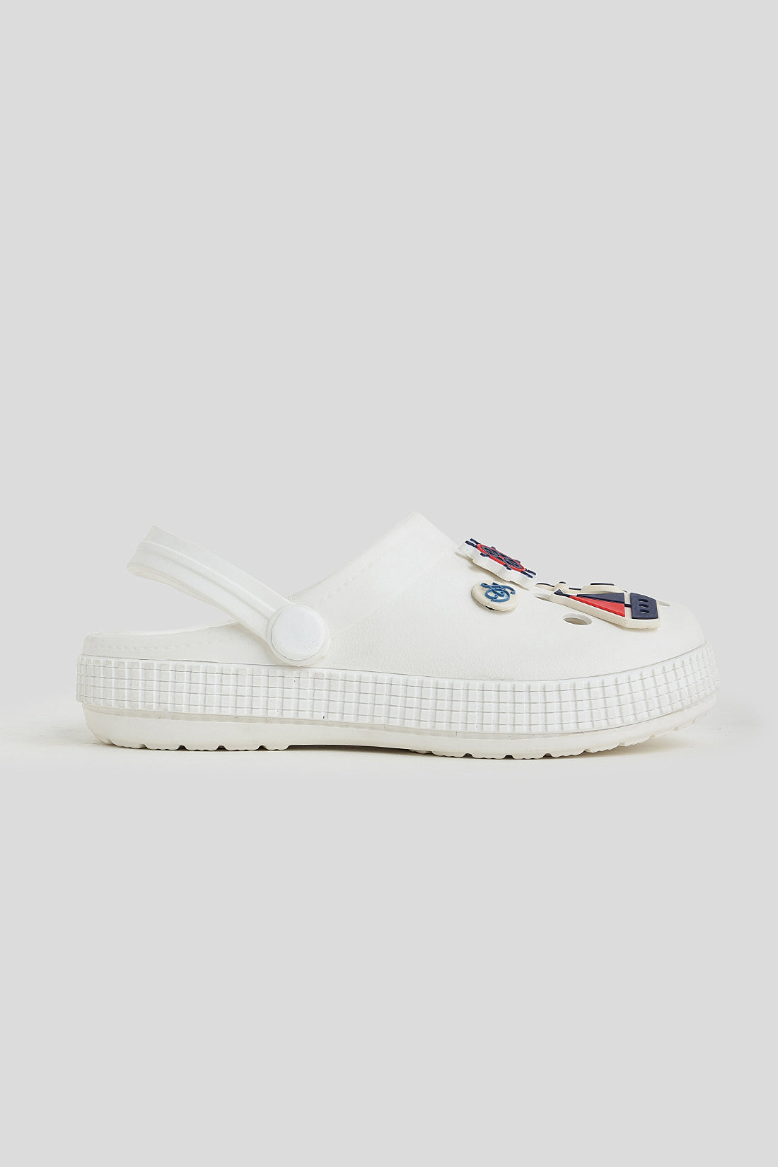 Unisex White Nautical Clogs with 3D Marine Charms & Strap | One Friday
