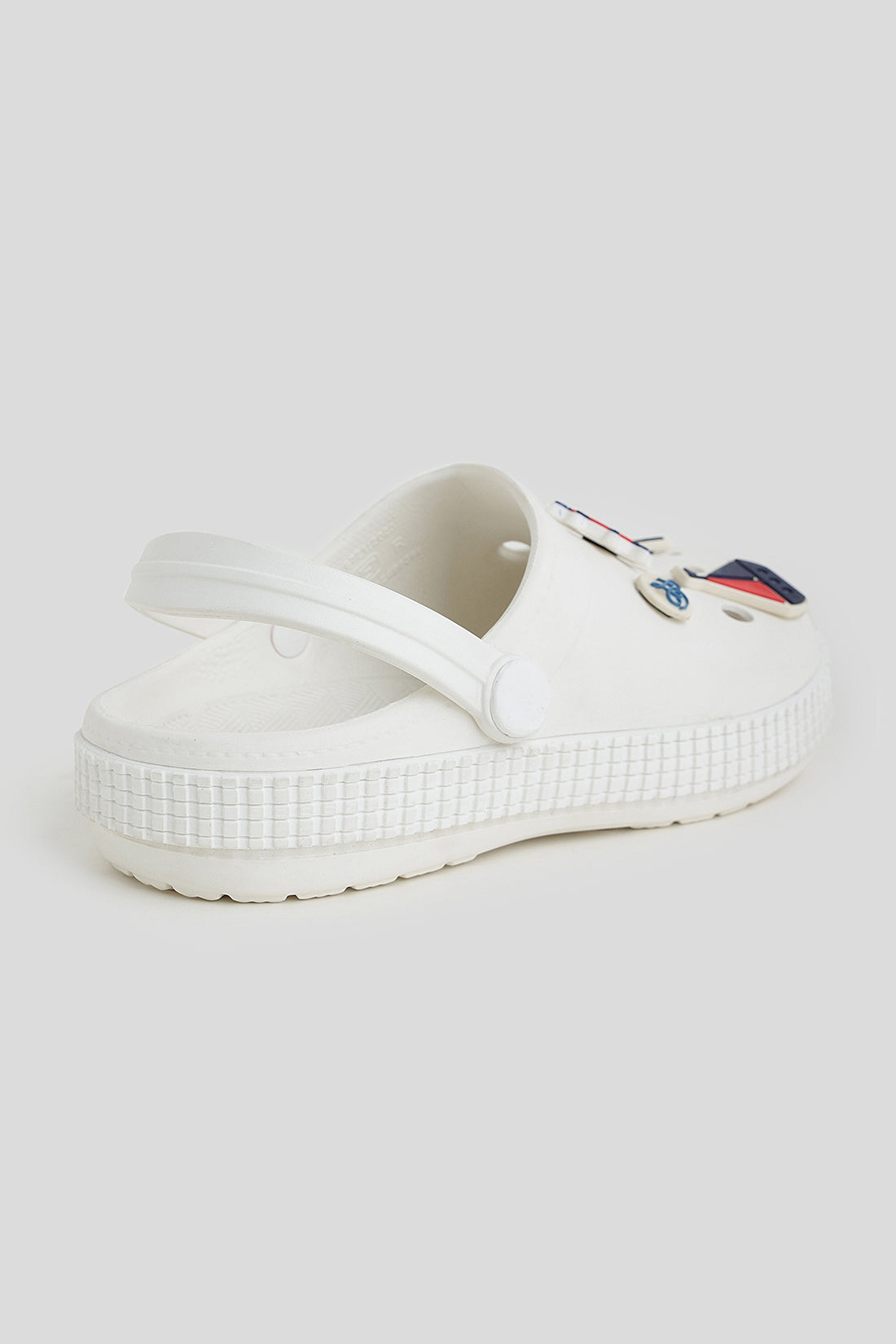 Unisex White Nautical Clogs with 3D Marine Charms & Strap | One Friday