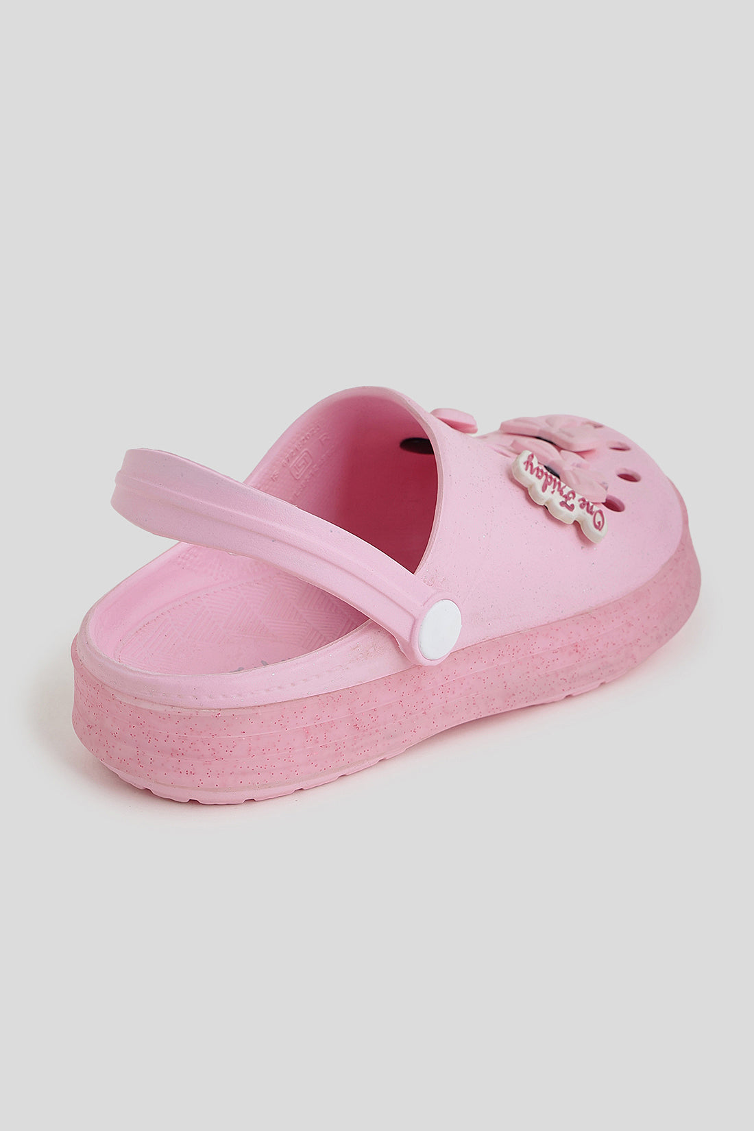 Kids Pink Glitter Bow Clogs with Strap | One Friday