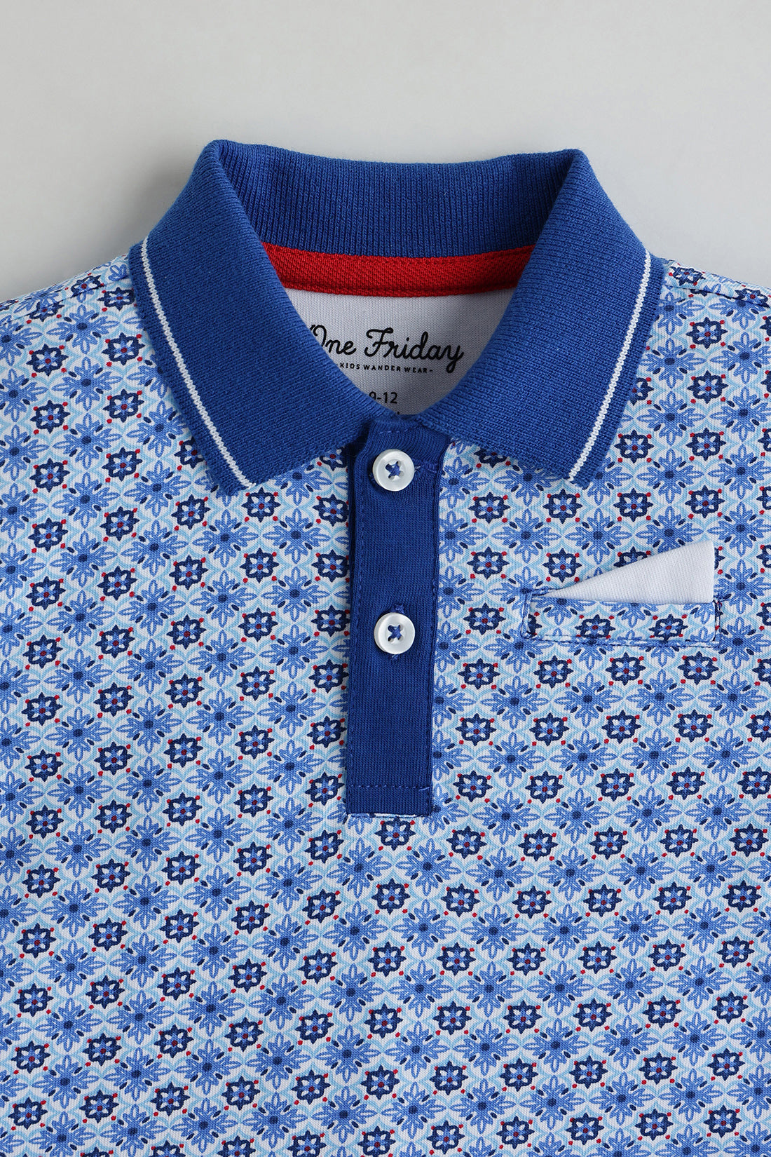 Kids Boys Blue Regular Short Sleeve Printed T-Shirt by One Friday