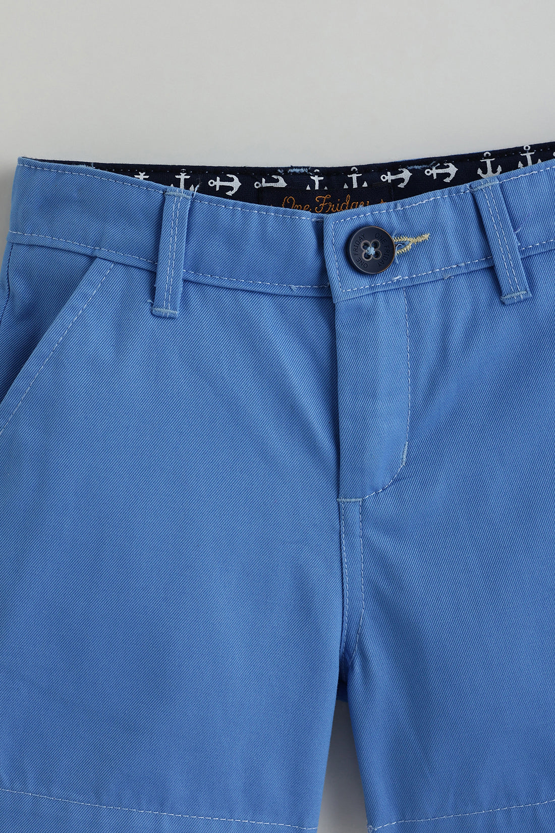 Kids Boys Blue Regular Solid Shorts by One Friday