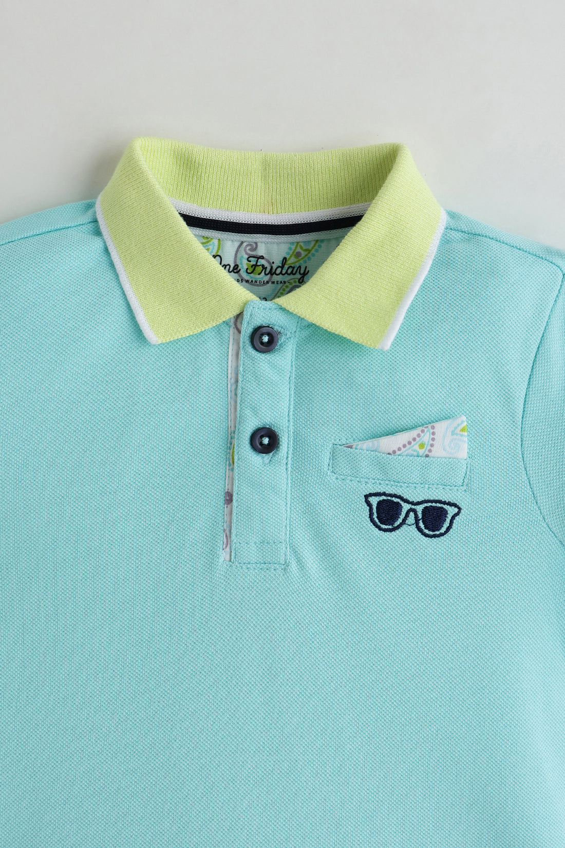 Kids Boys Aqua Color Half Sleeve Solid T-Shirt by One Friday