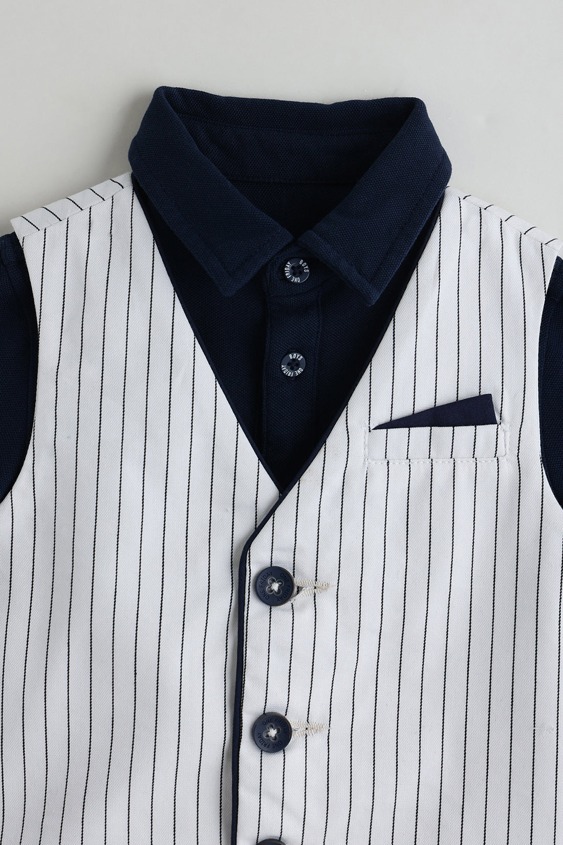 Kids Boys Blue Full Sleeve Printed Clothing Set By One Friday