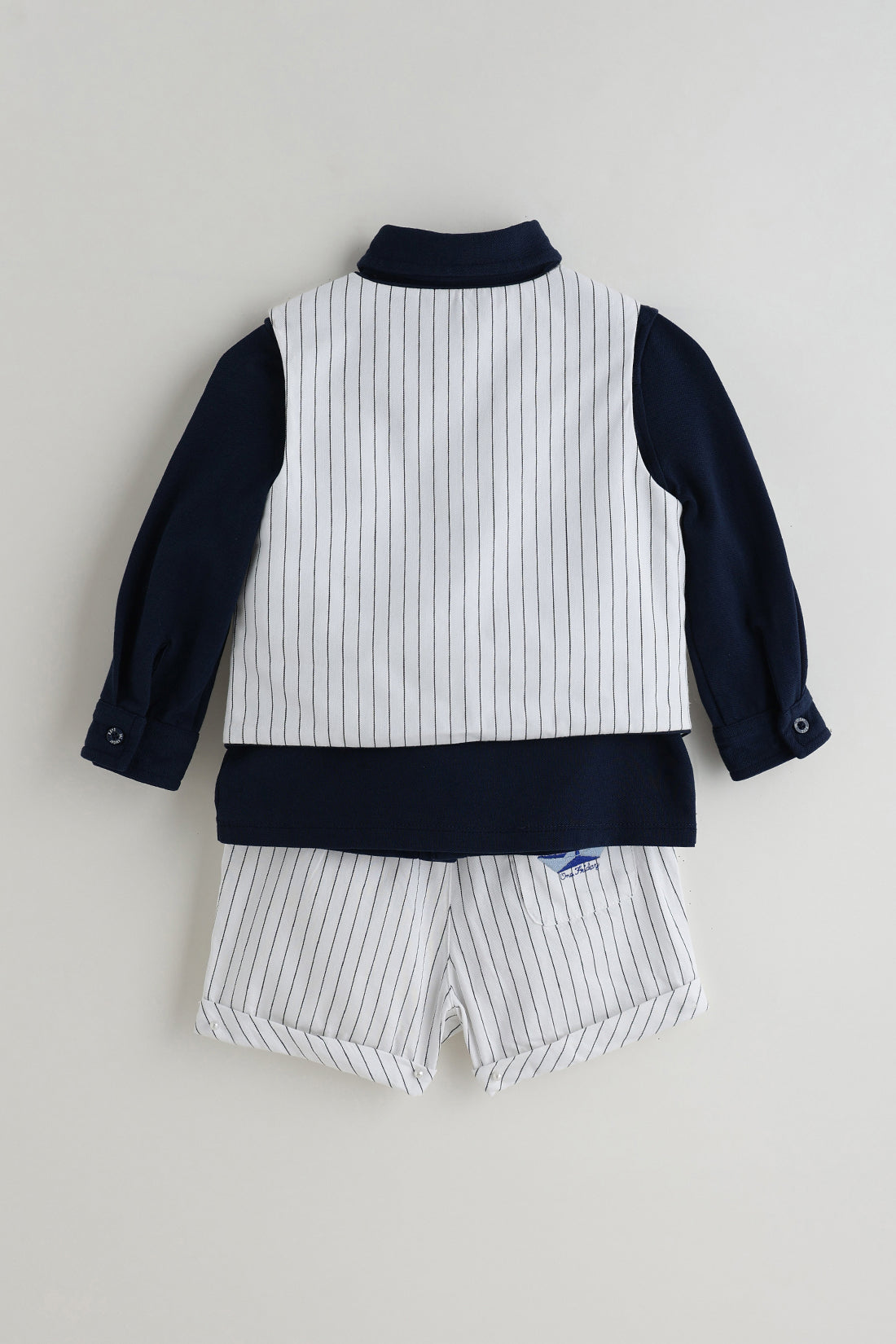 Kids Boys Blue Full Sleeve Printed Clothing Set By One Friday