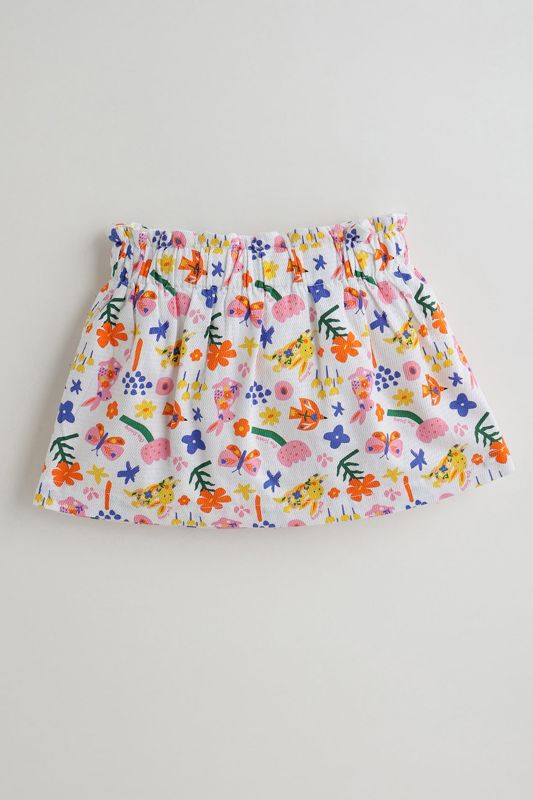 Kids Girls White Top with Printed Skirt