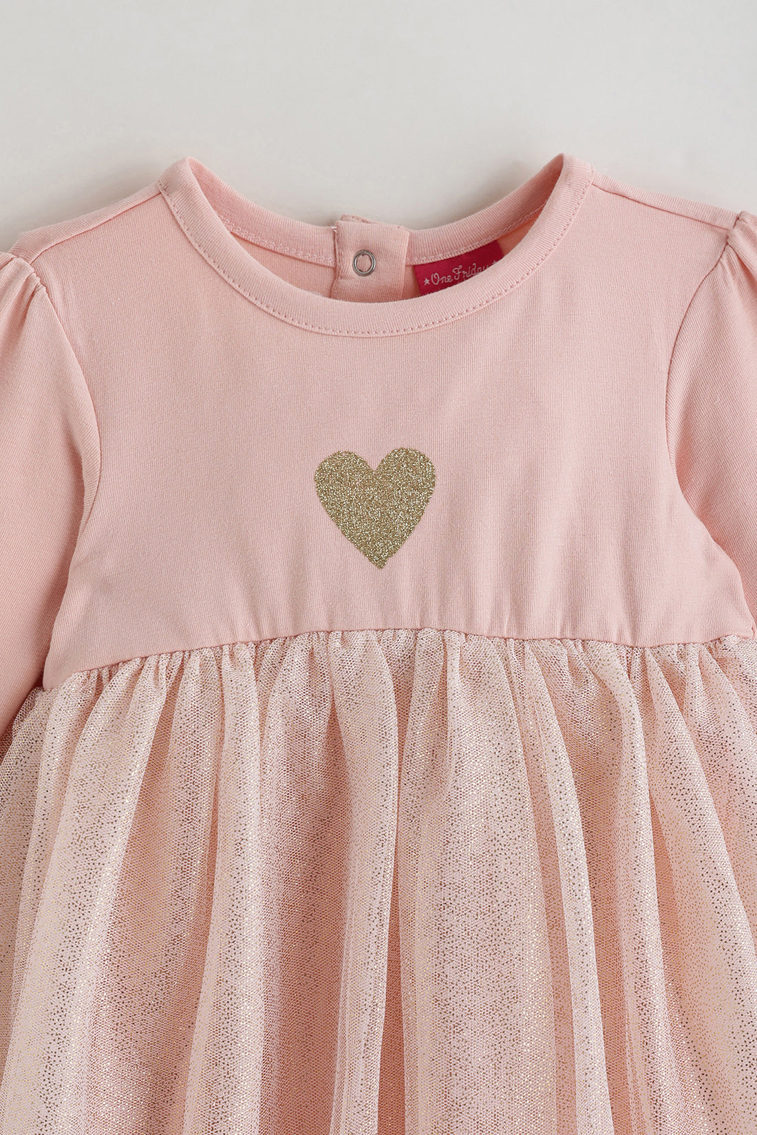 Kids Girls Peach Regular Fit Full Sleeve Solid Dress by One Friday