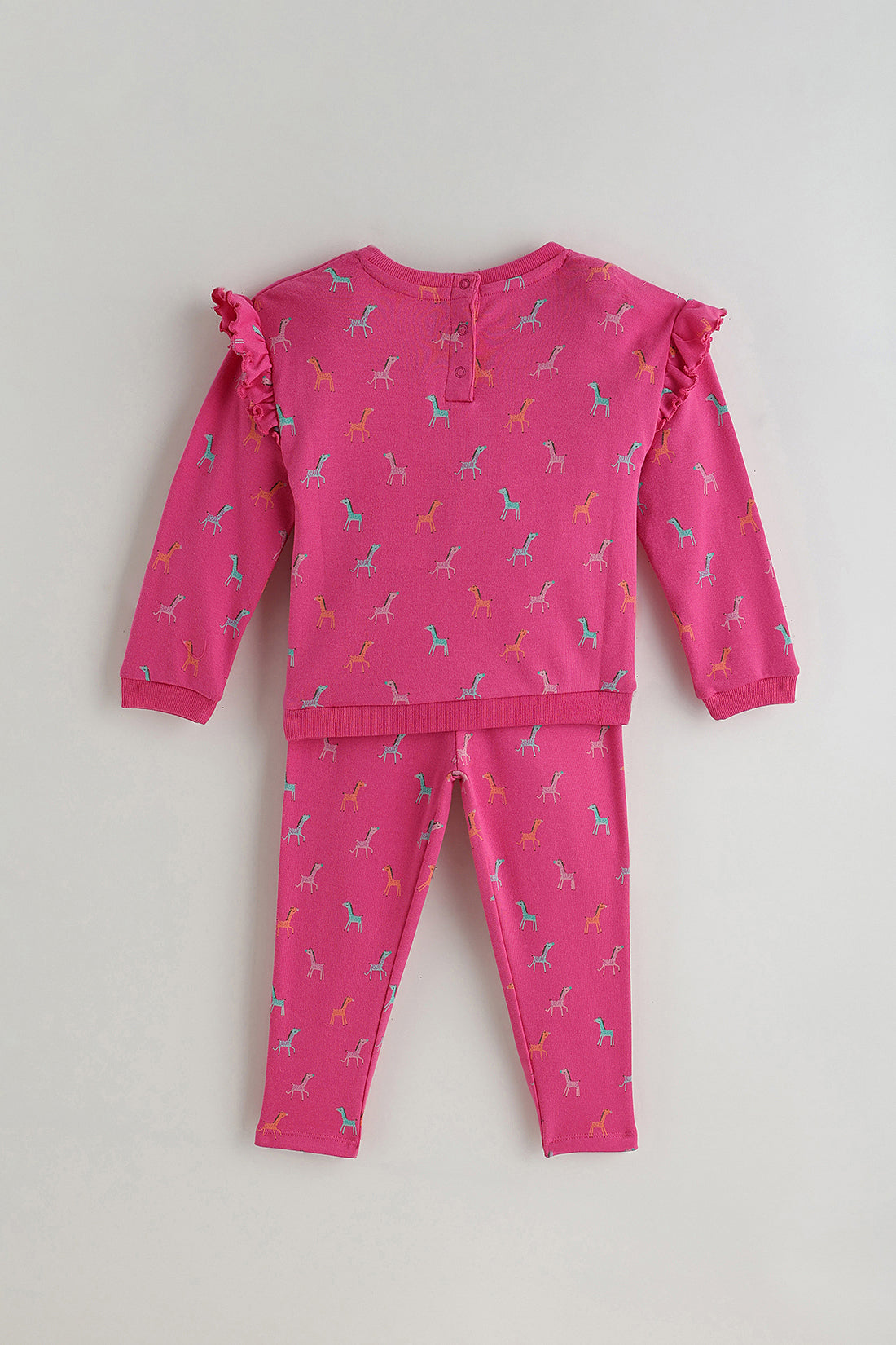 Kids Girls Pink Printed Sweatshirt with Pants