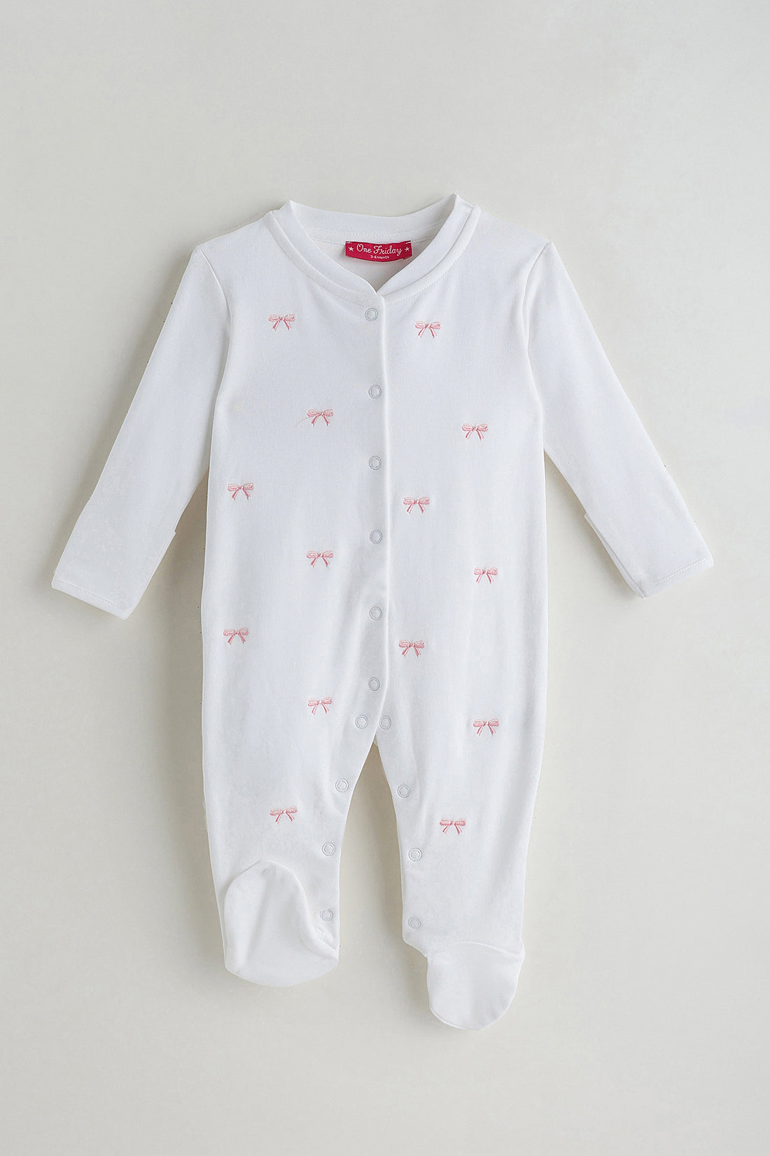 Kids Girls White Regular Fit Full Sleeve Solid Bodysuit by One Friday