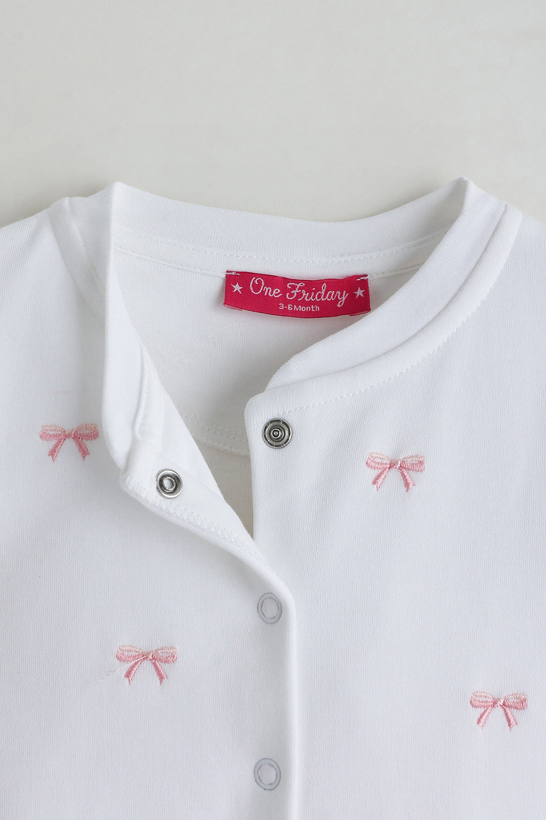 Kids Girls White Regular Fit Full Sleeve Solid Bodysuit by One Friday