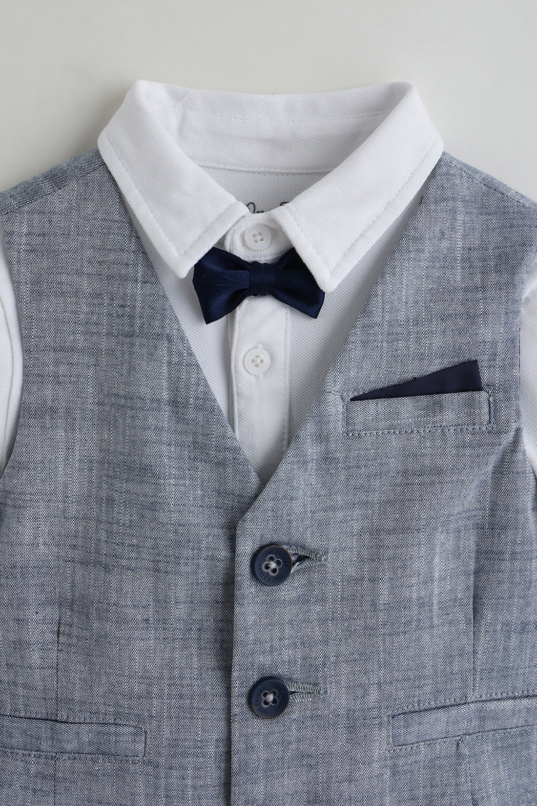 Kids Boys Blue Regular Long Sleeve Solid Three-Piece Set by One Friday