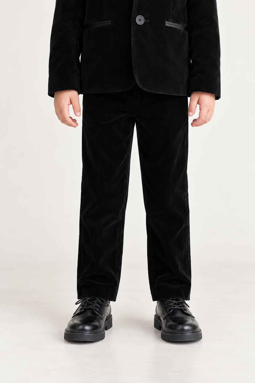 Boys Black Cotton Twill Straight Fit Trousers
