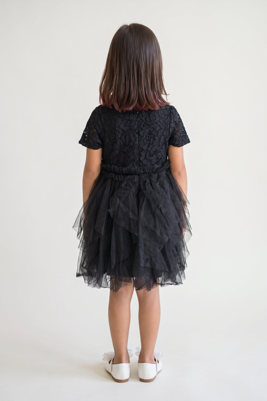 Girls Black Lace Cotton Party Dress