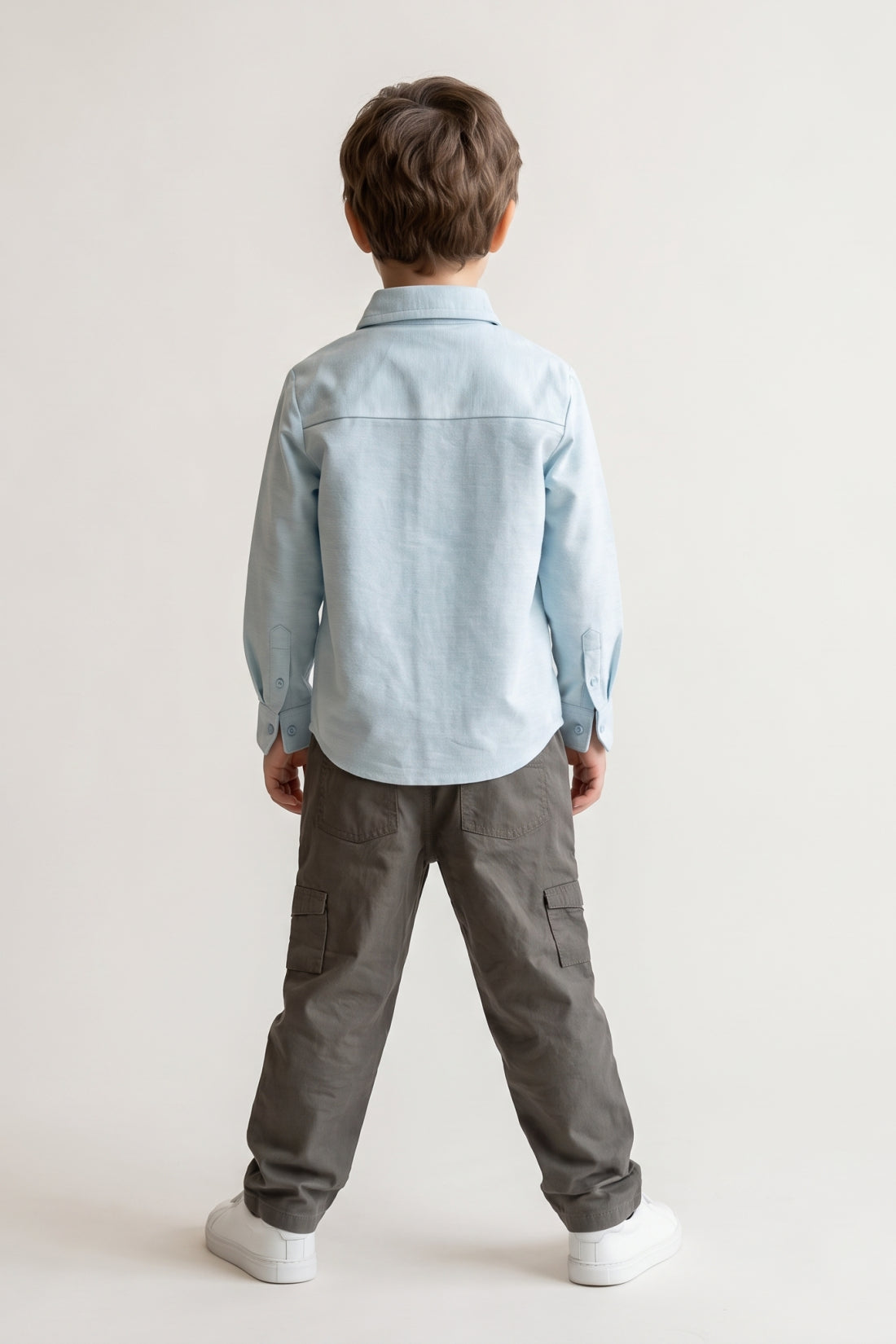 Boys Blue Cotton Blend Regular Fit Shirt