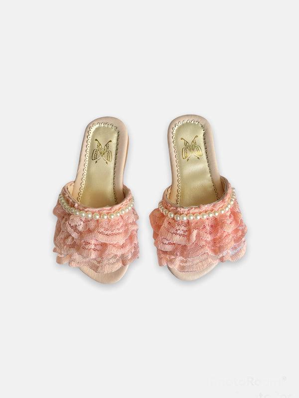 Pink Lace Fabric Slipper - One Friday World