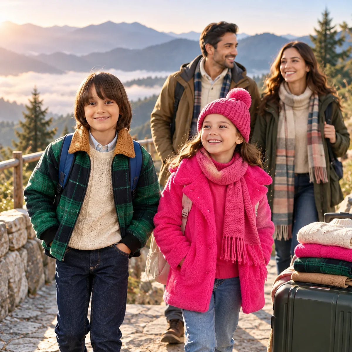 family in hill station