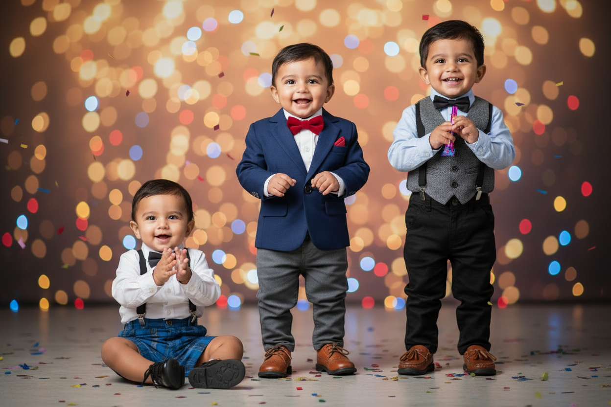 Toddlers in party wear dress