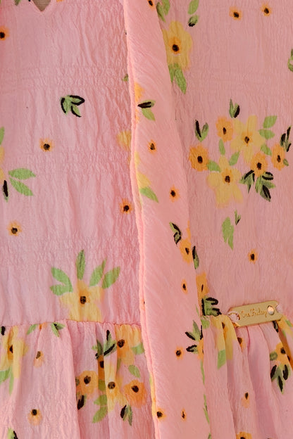 Girls Flower Print Cotton Summer Dress