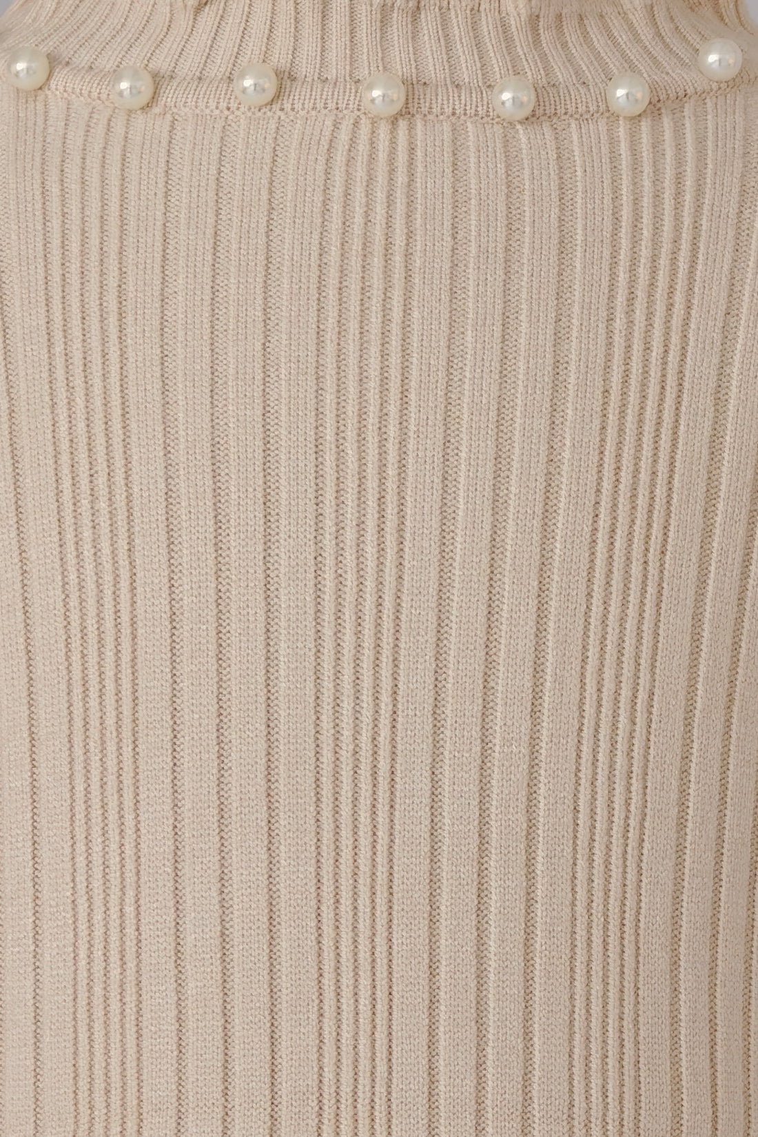Beige Acrylic High Neck Jumper