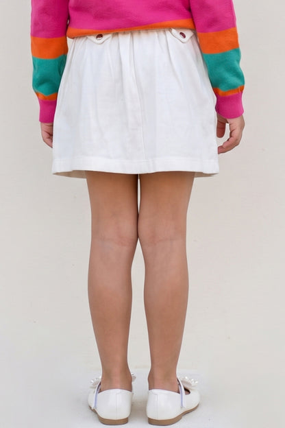 Girls Off White Cotton Drill Regular Fit Skirt