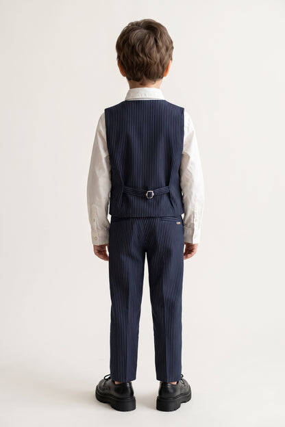 Boys Navy Blue Star Print Twill Blazer